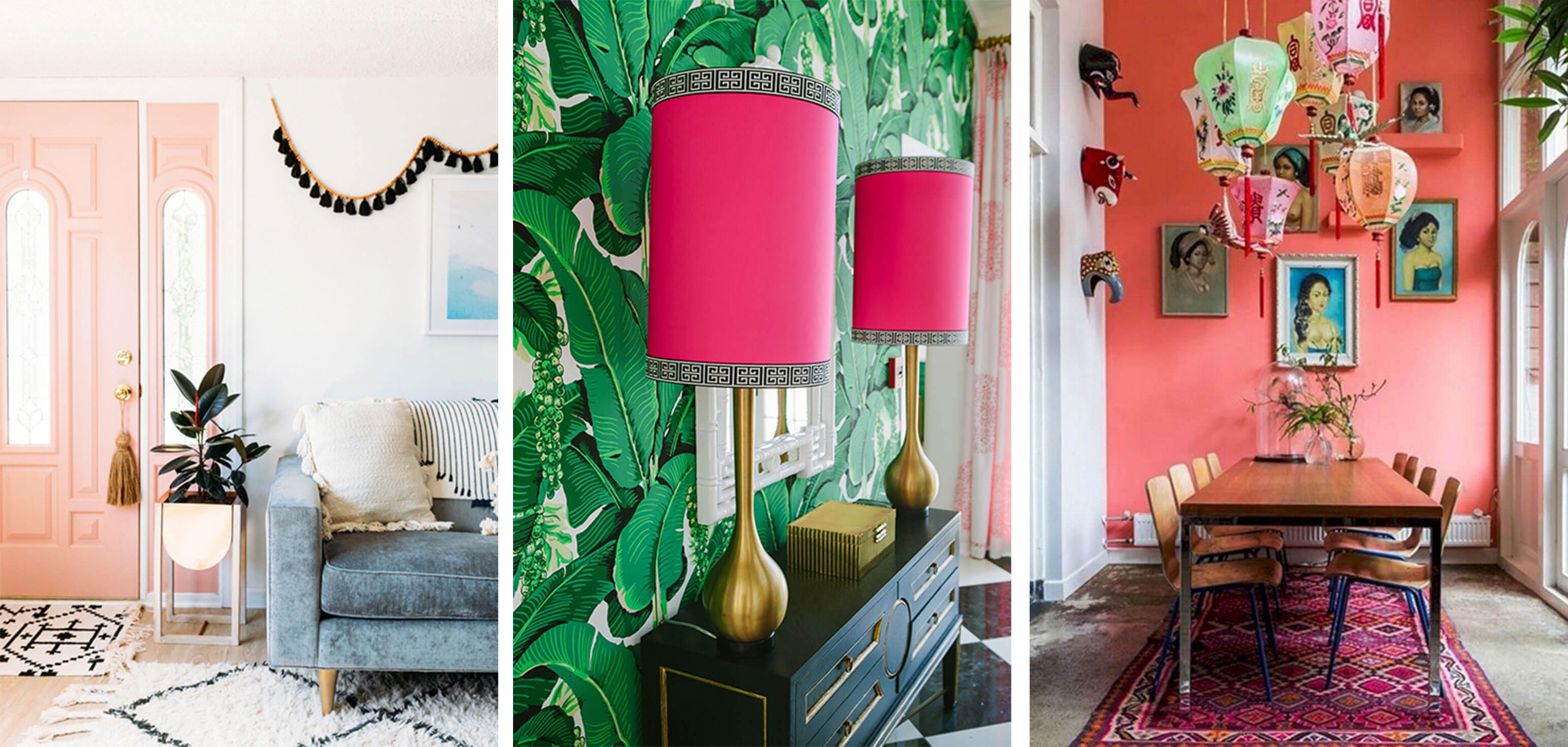 Different shades of pink evoking different moods in living spaces
 
