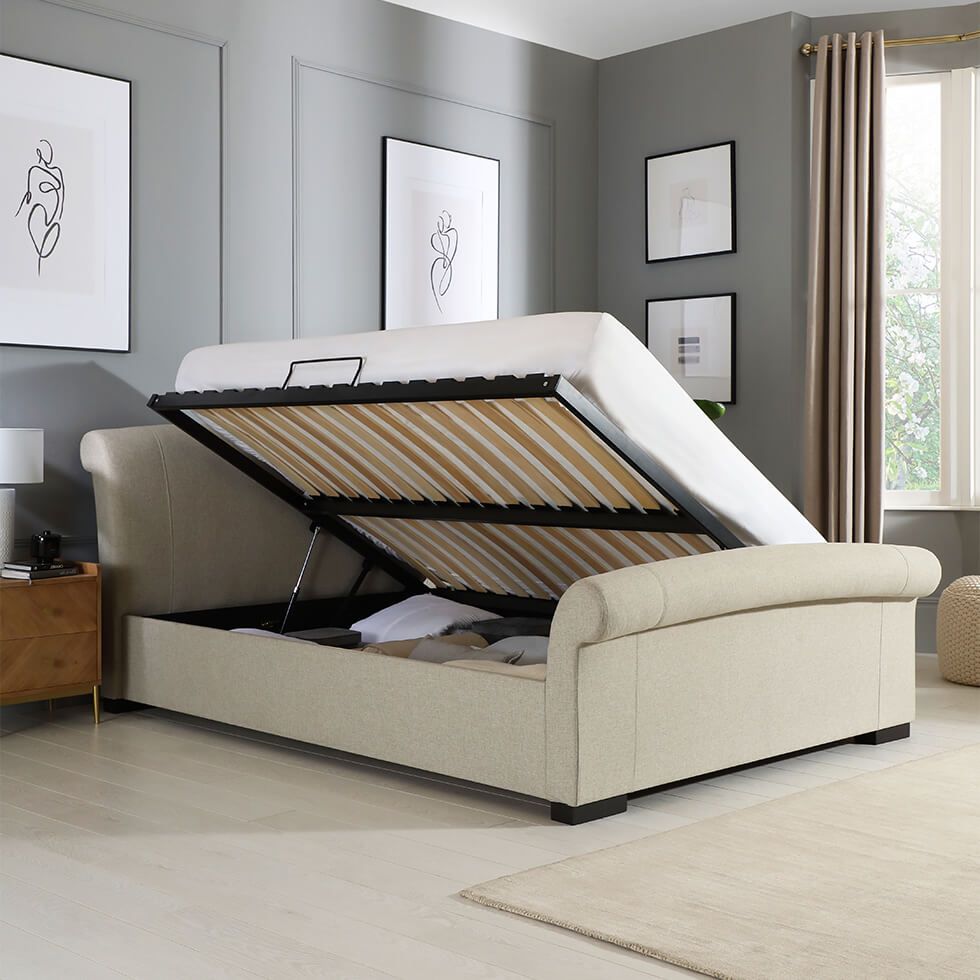 Ottoman bed with storage in a small bedroom 2