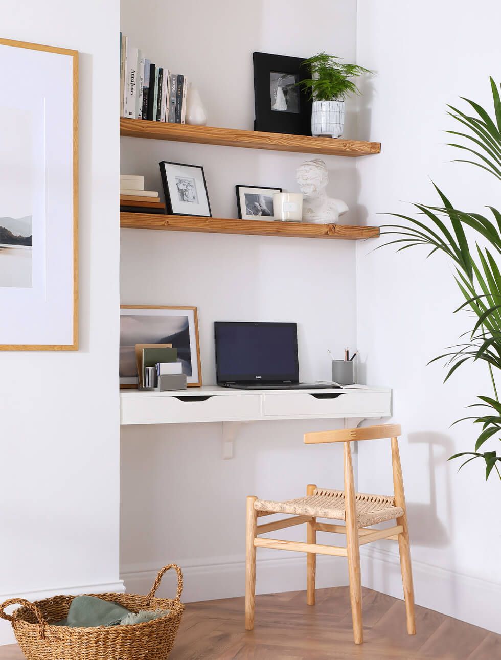 Work from home corner in a small bedroom