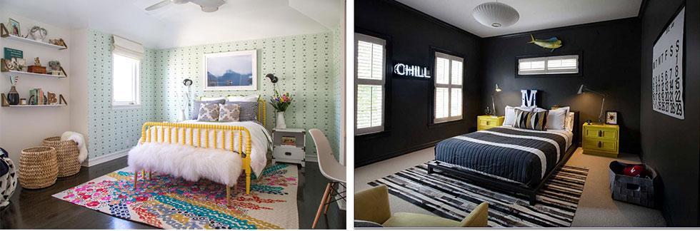 Teenage bedrooms that experiment with light and dark colours