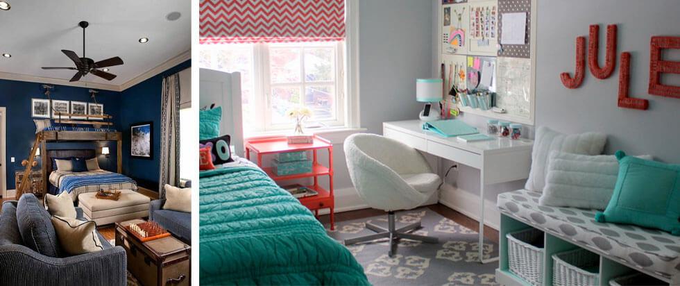 Ideas for a teenage bedroom with spaces to relax and hang out