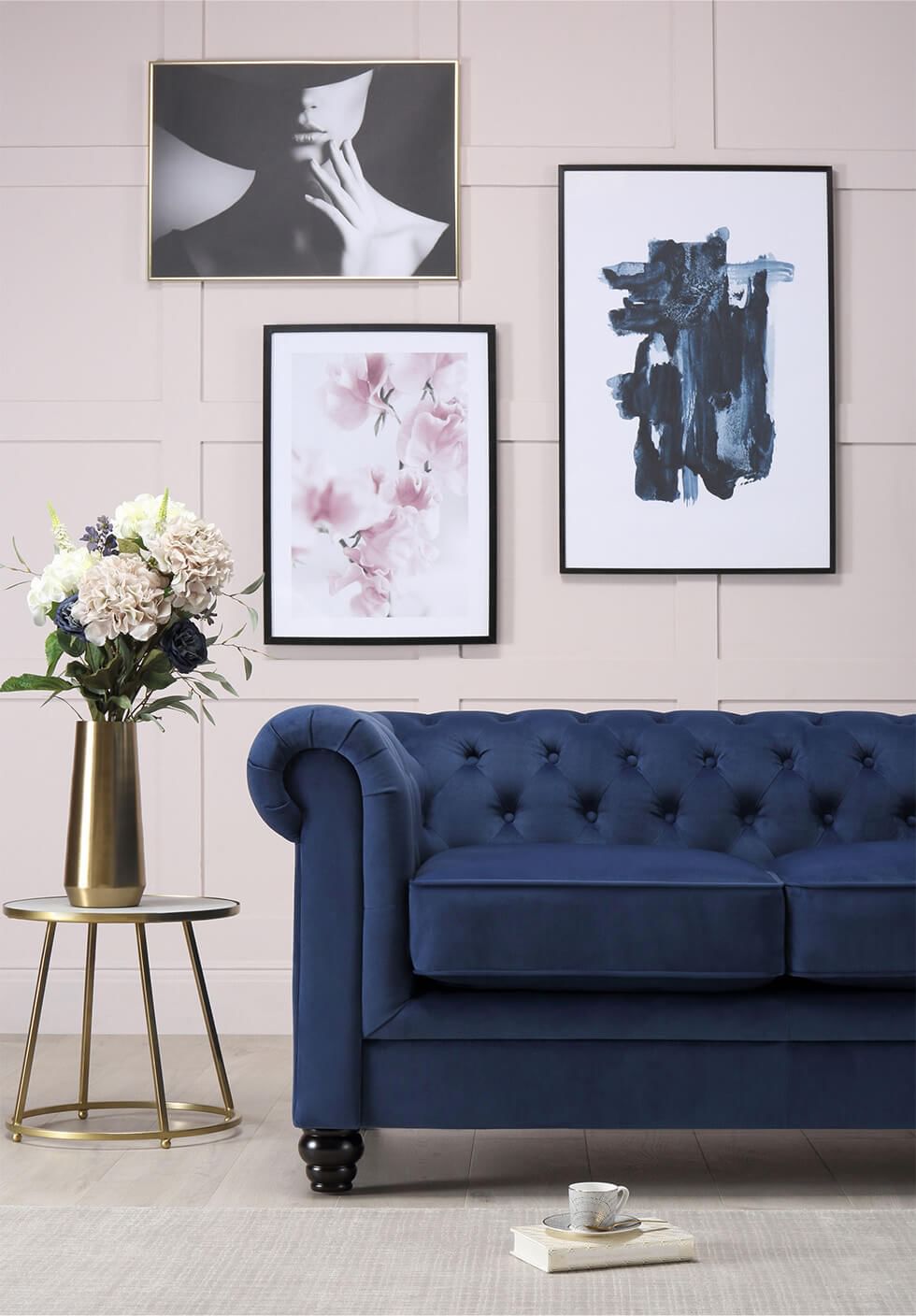 Art Deco living room with gold accents