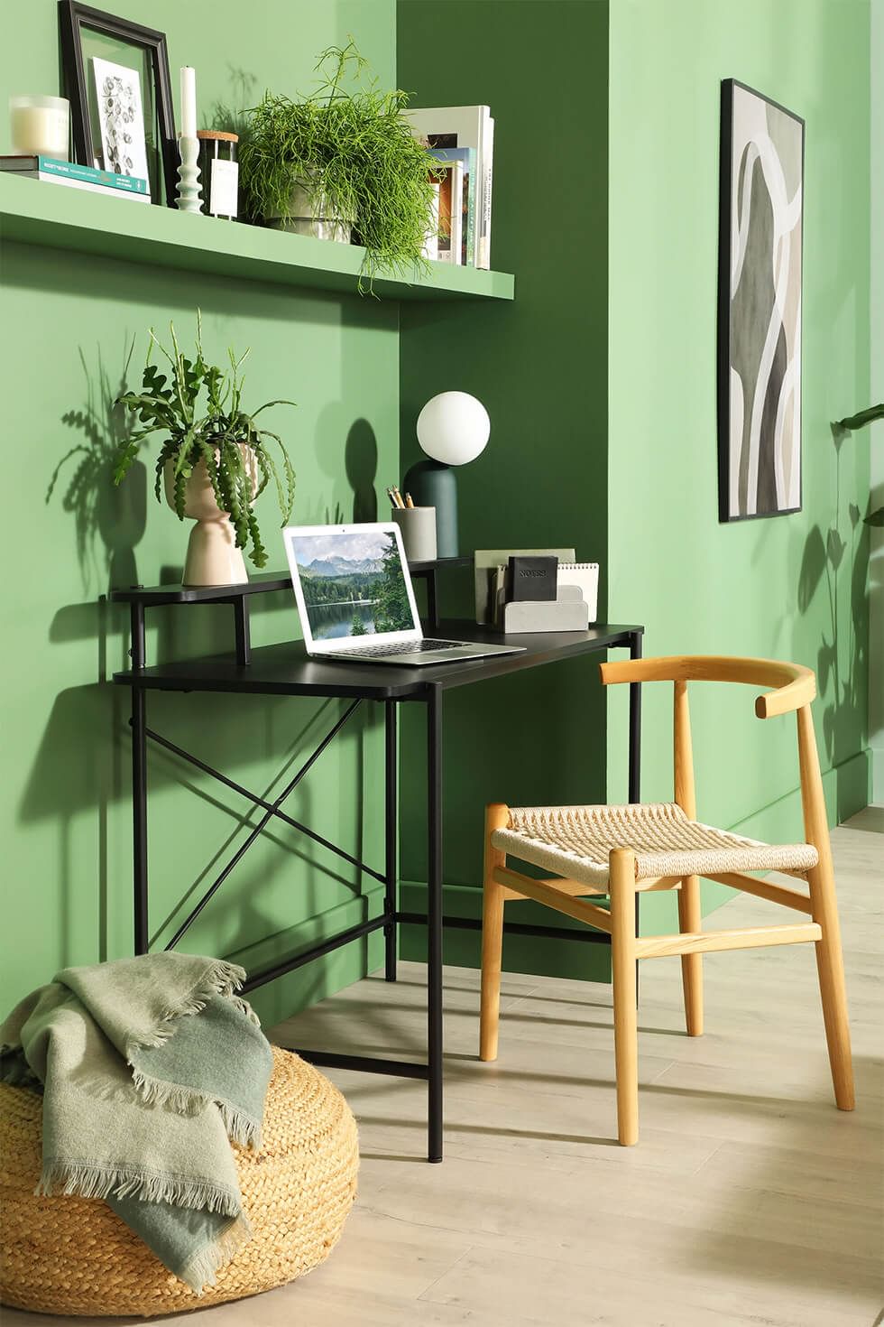 Work from home area maximising wall space