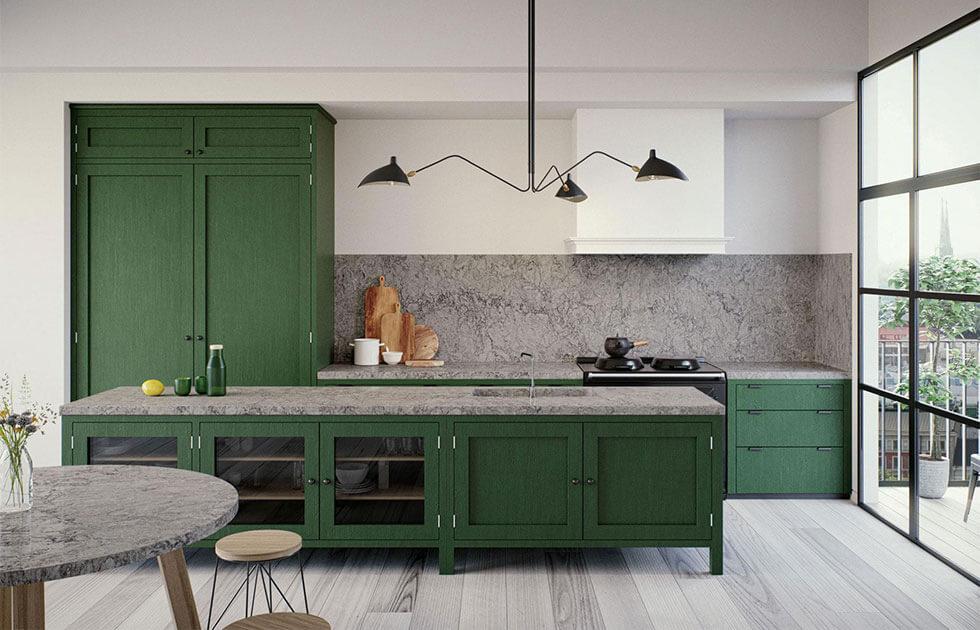 Green and grey kitchen