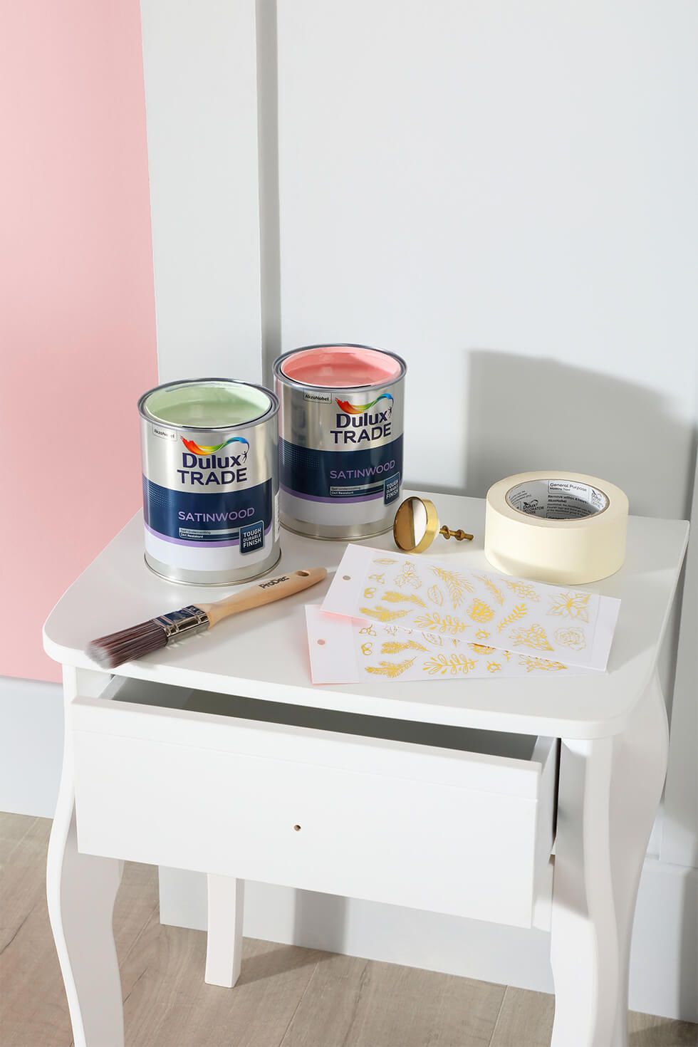 Things you need to paint a bedside table
