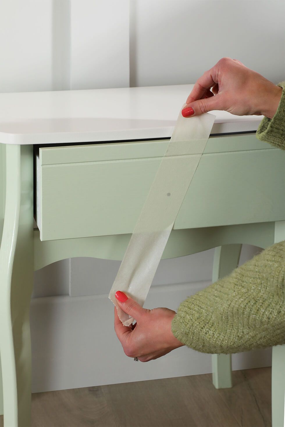 Use masking tape to mark a diagonal line