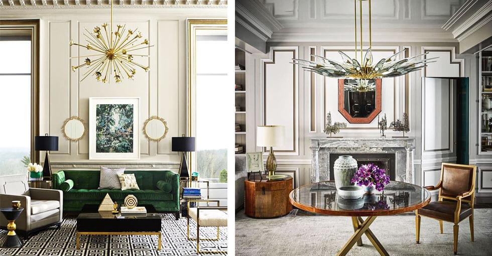 Compilation of neutral and symmetrical living rooms.