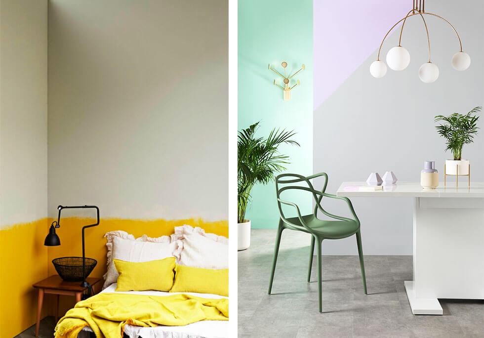 Different styles of colour blocked walls.