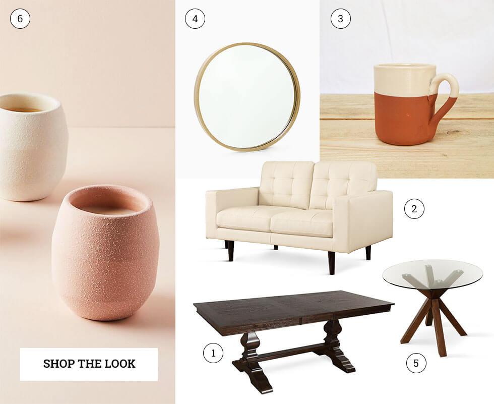 A compilation of home decor and furniture.