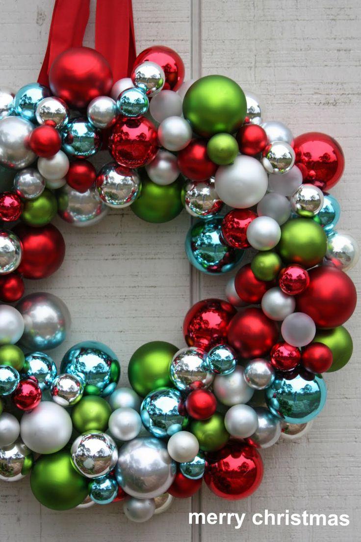 Christmas wreath made out of baubles