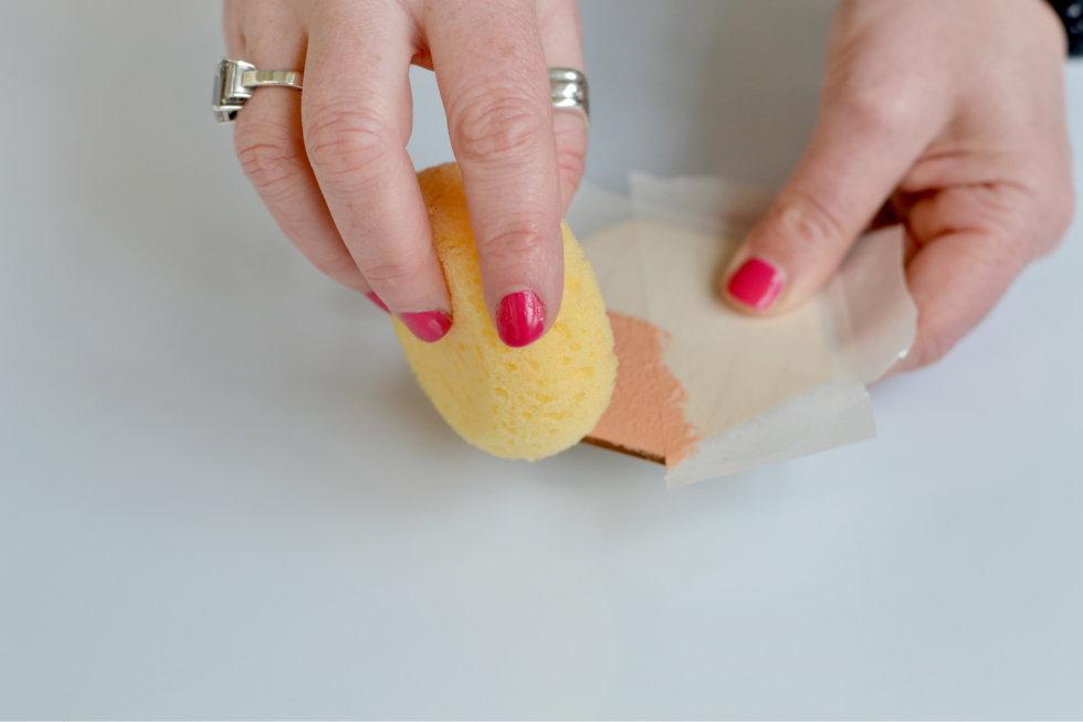 Step 2 (a) - Use sponge to paint coaster