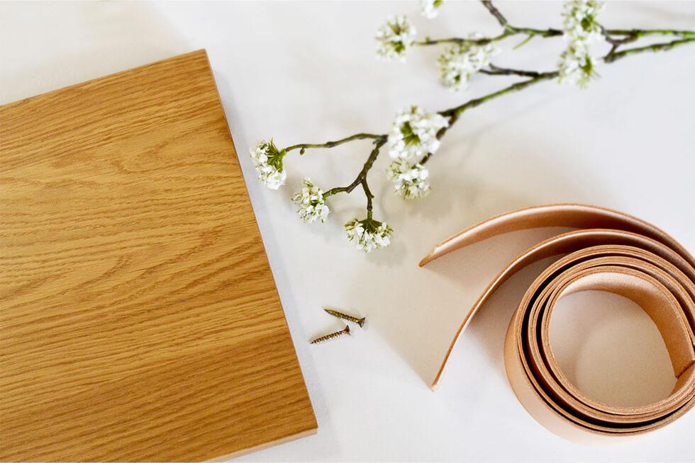 Materials needed to DIY a leather strap shelf