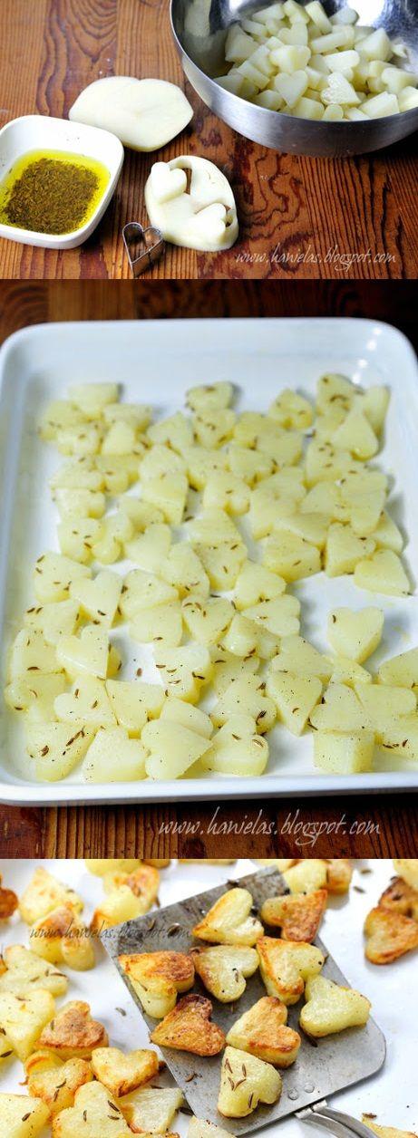 Heart shaped roasted potatoes