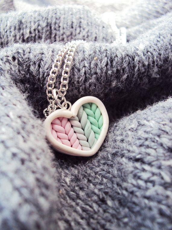 Knitted heart pendant