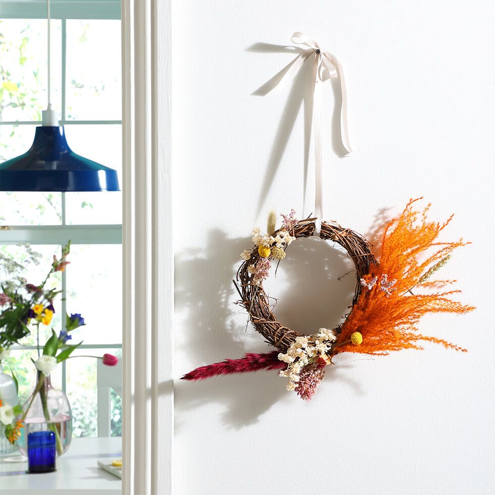 Easter wreath with dried flowers