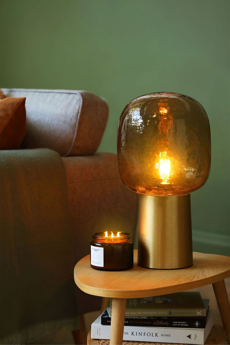 Stylish table lamp casting a warm glow