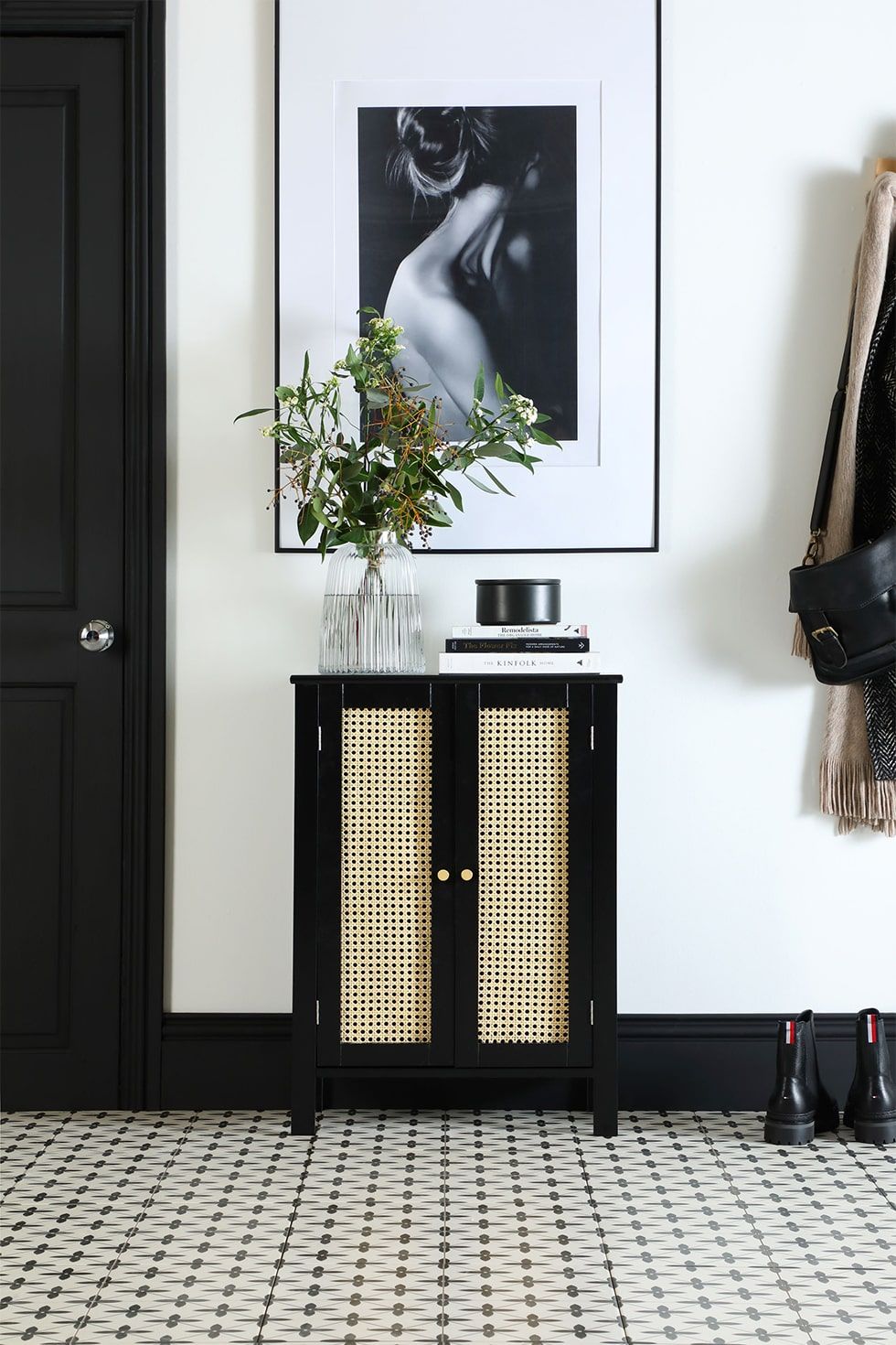 Vintage style sideboard in grandmillennial style living room