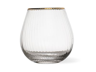 Gold Rim Ribbed Tumblers - Rose & Co