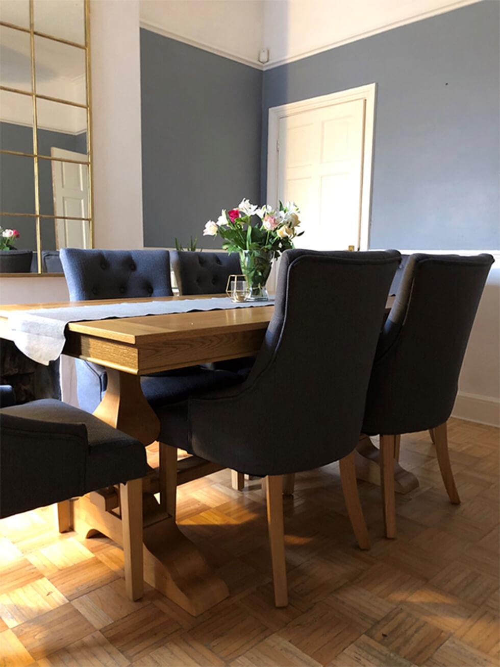 Traditional wooden dining set in the dining room