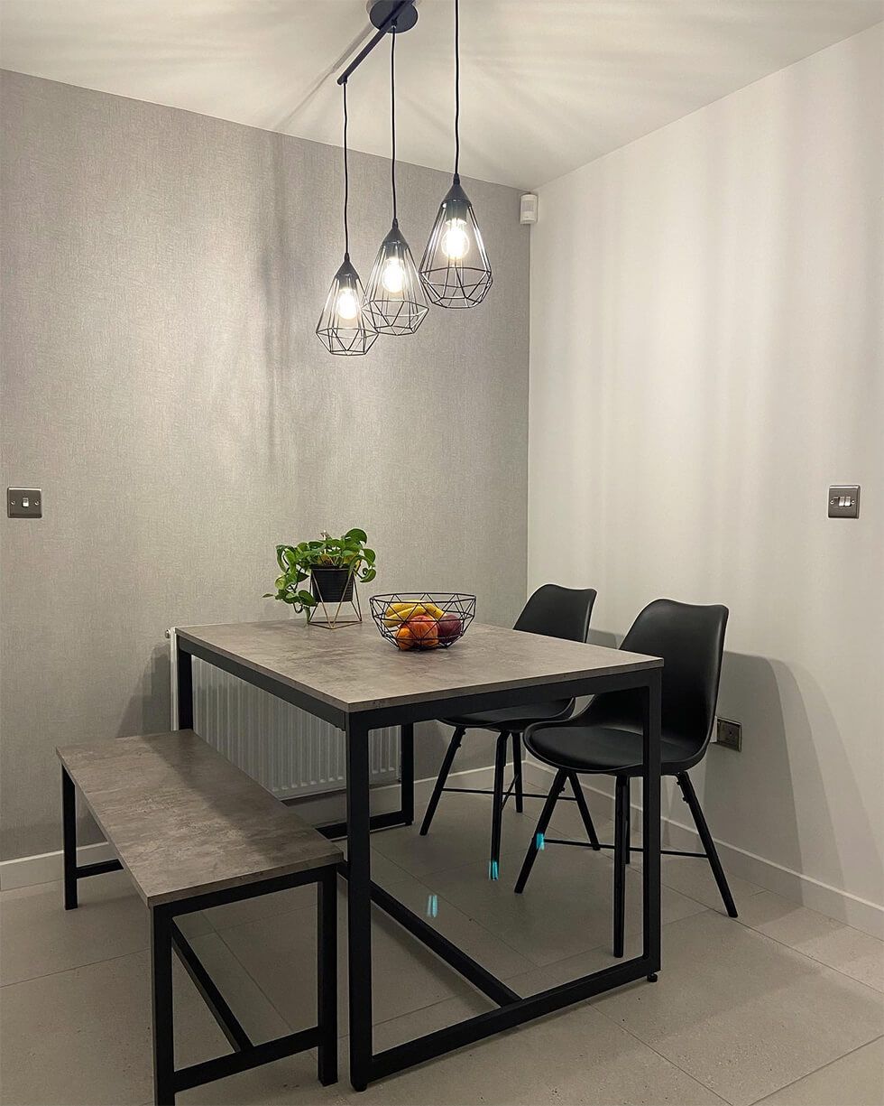 Breakfast area with contemporary table and bench set