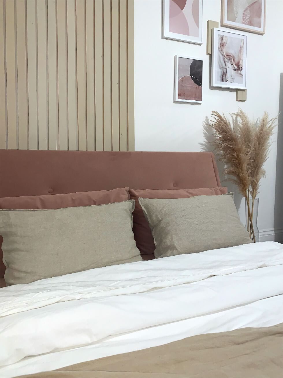 Close up of cheerful pink bedroom