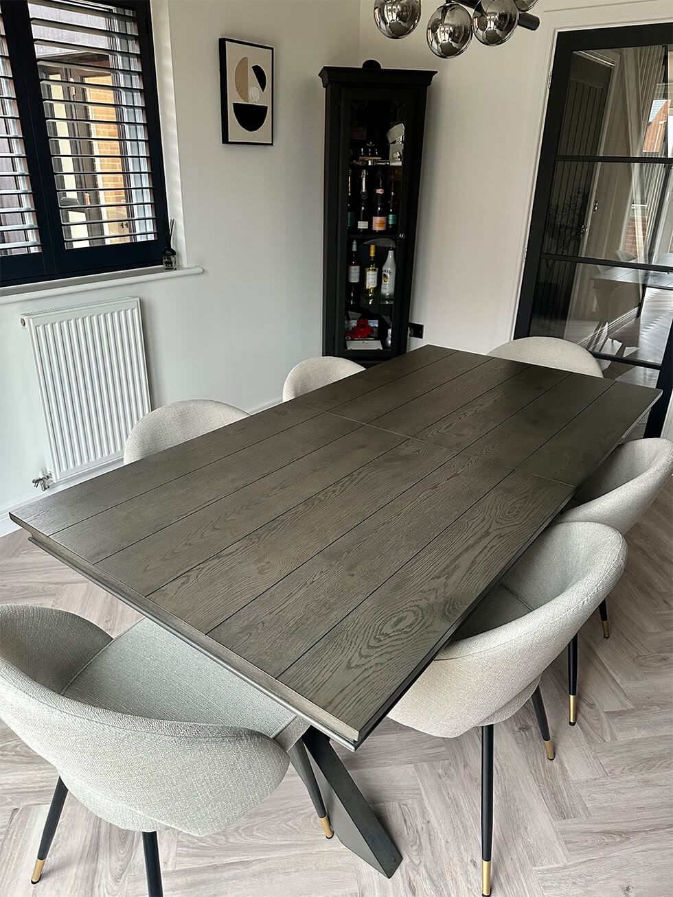 Grange grey wood extending dining table in dining room