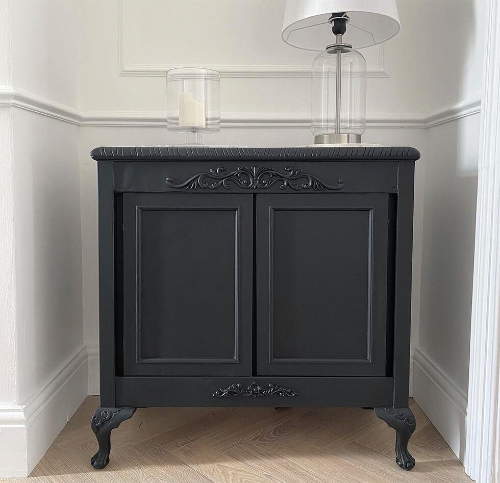 Upcycled drinks cabinet in dark grey