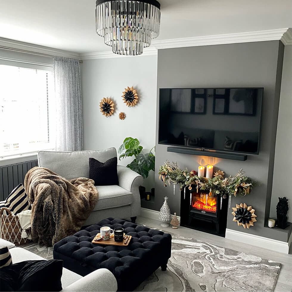 A sophisticated lounge area with black velvet textures