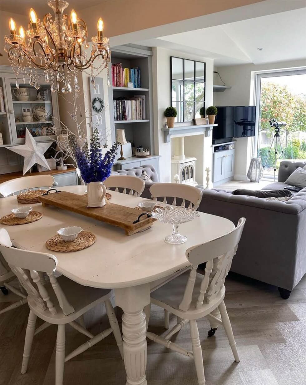 An open and inviting dining and living room area