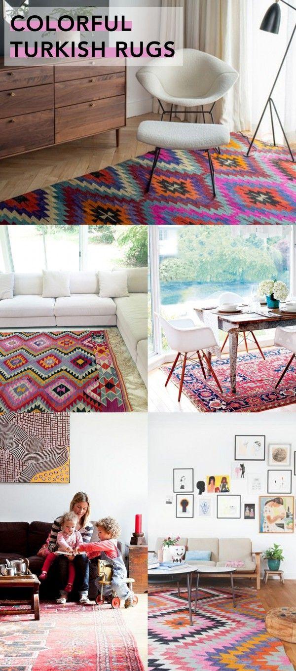 Collage of patterned rugs