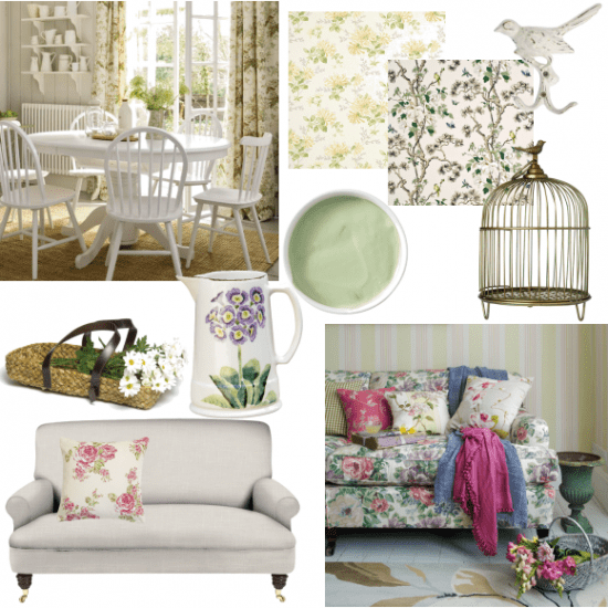 Collage of floral living rooms