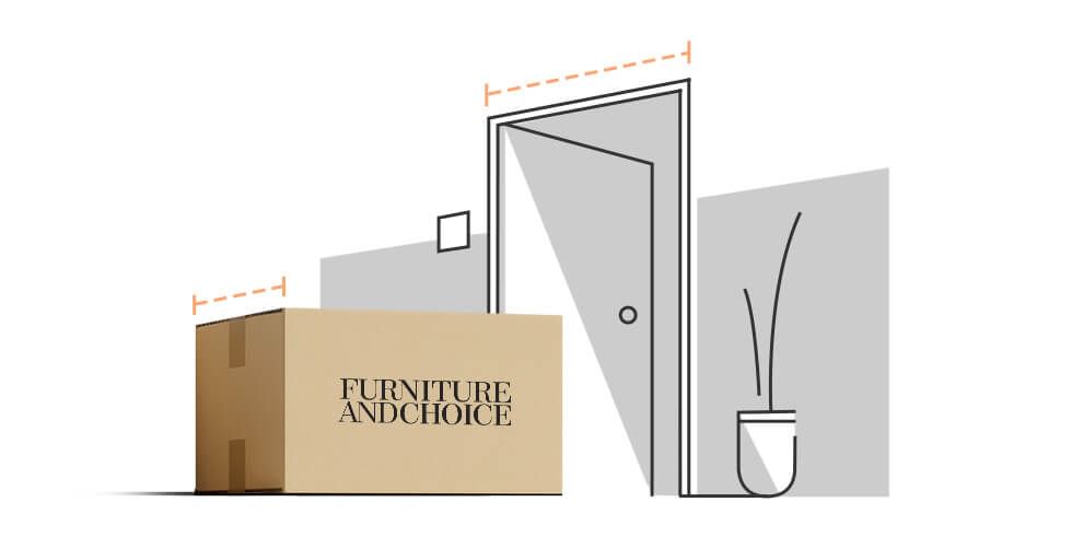 Graphic of sofa box and doorway measurements