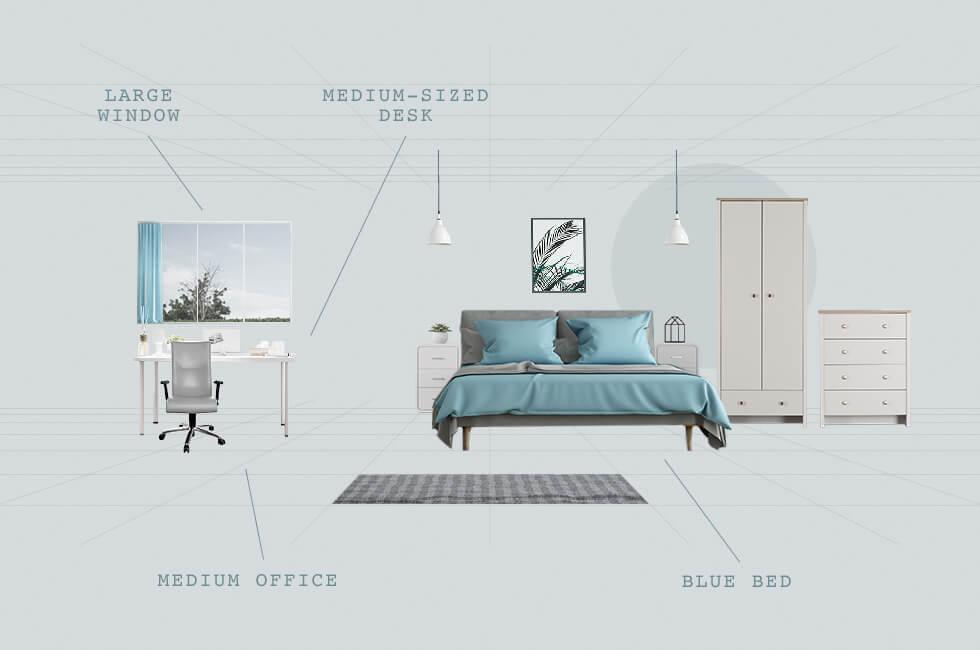 Bedroom plan with home office