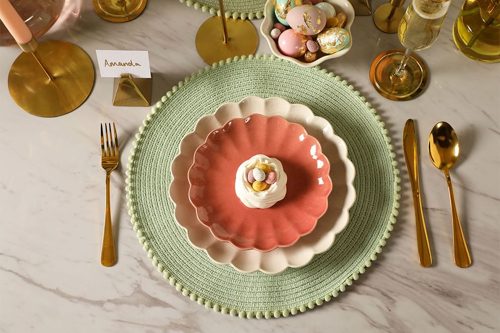 Easter tableware set up