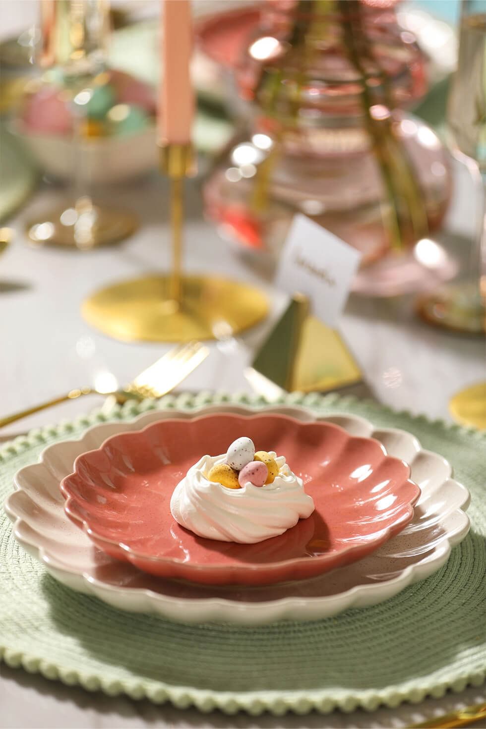 Close up of Easter tableware