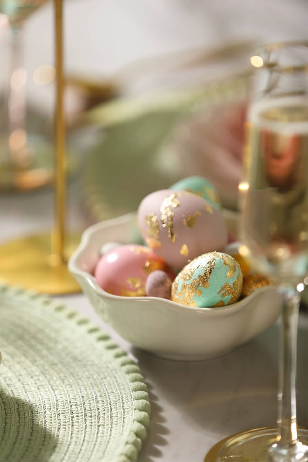Easter eggs with gold leaf touches