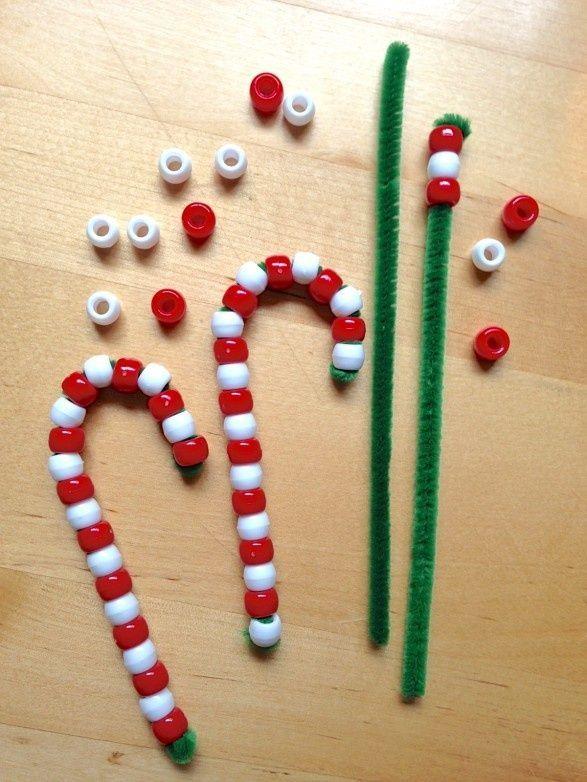 DIY pipe cleaner beaded candy canes