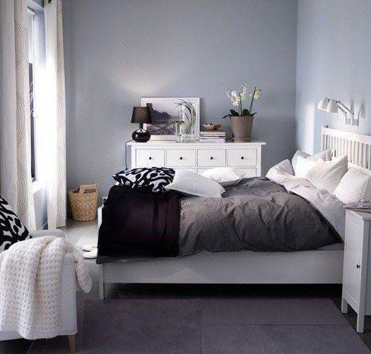 Grey, black and white bedroom