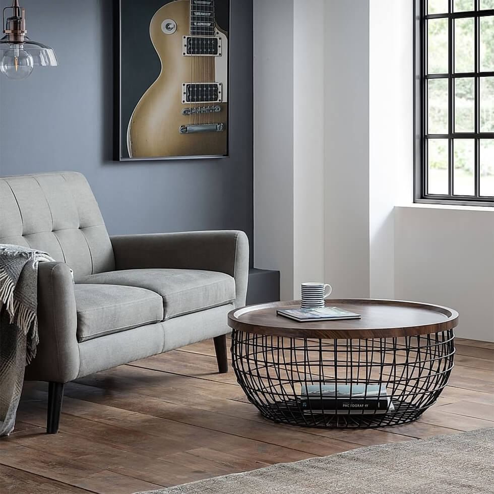 Cosy living room featuring a modern coffee table with storage