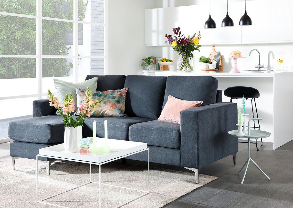 Baltimore Slate Grey L Shaped Sofa - Pastel Dreams