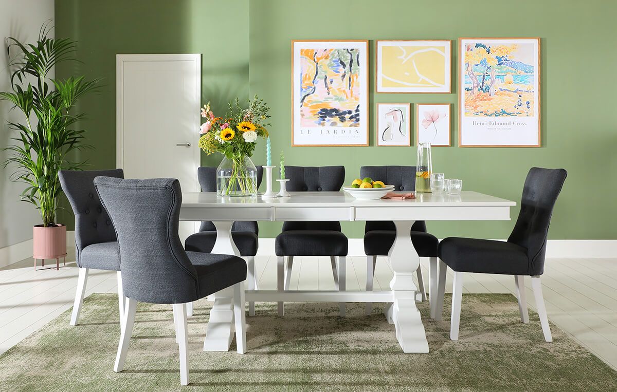 Cavendish White Table and Bewley Grey Chairs - Pastel Dreams