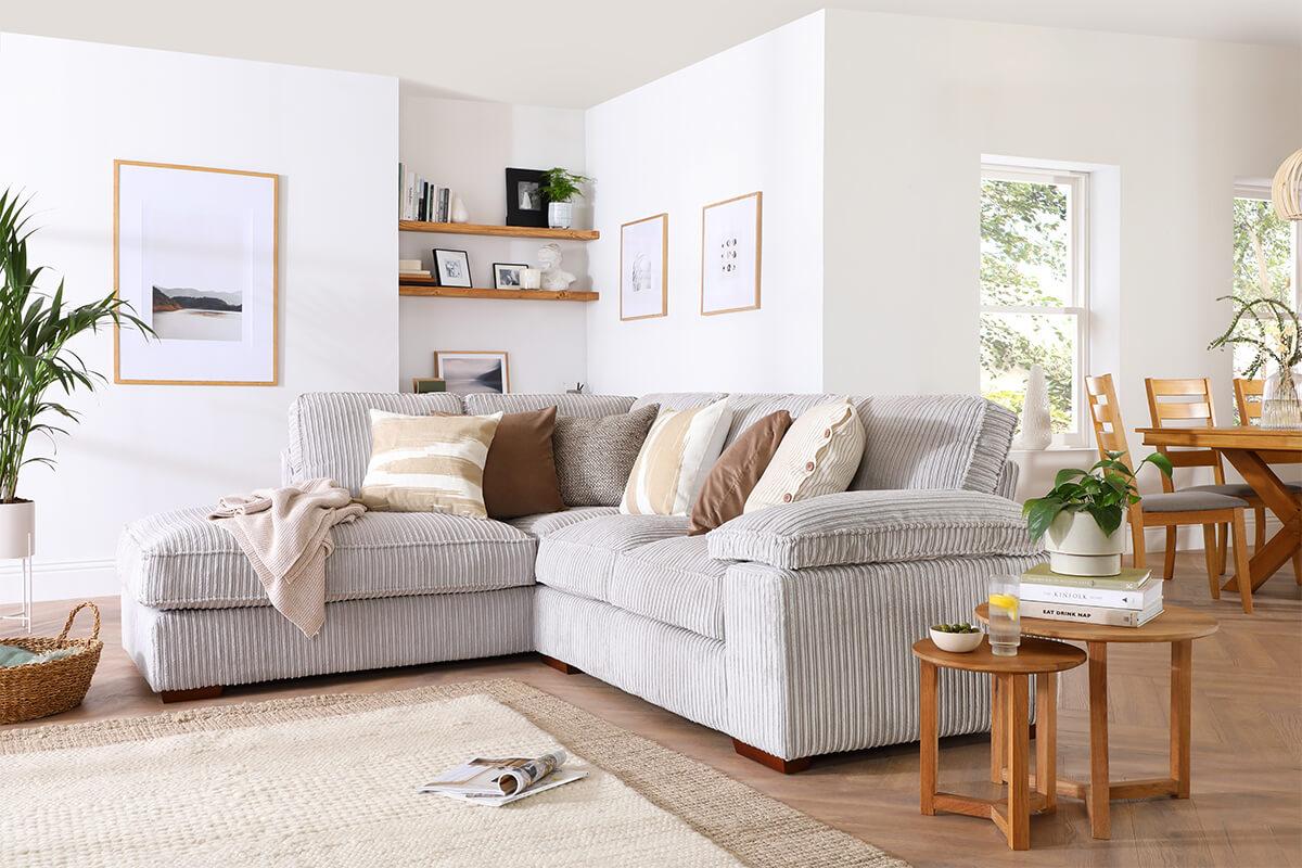 Cassie Grey Cord Sofa - Serene Spaces