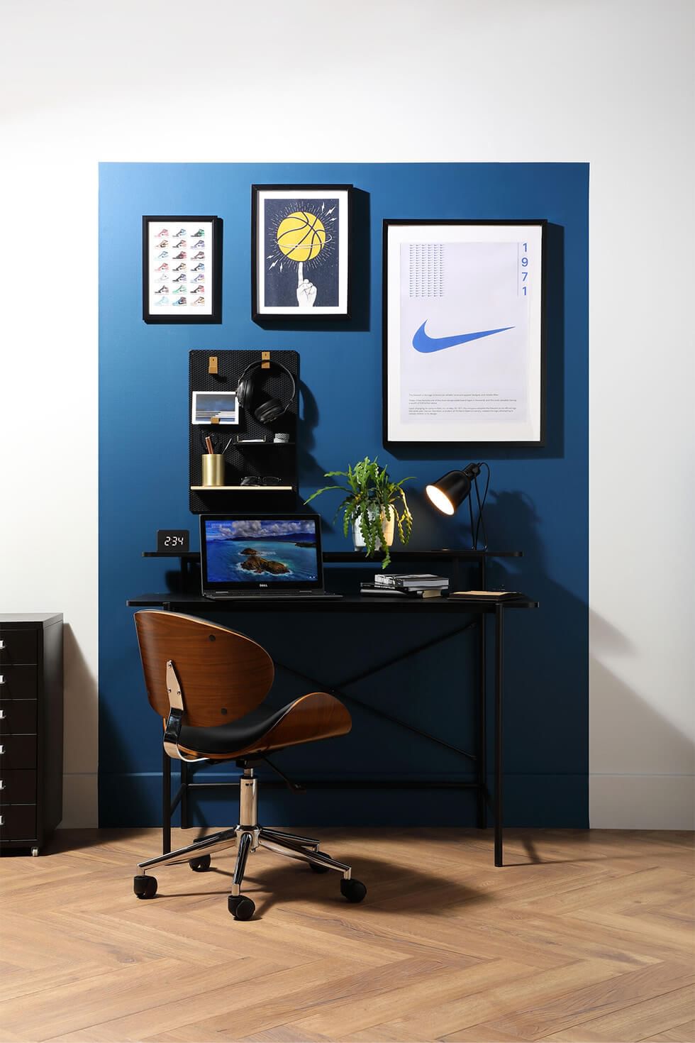 Study corner with a feature wall in a shared bedroom