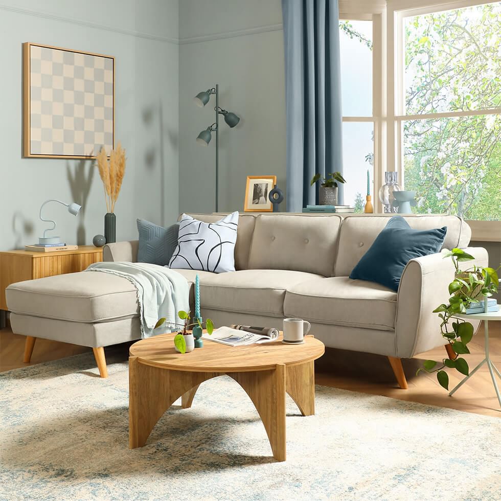 L-shape sofa in a small living room