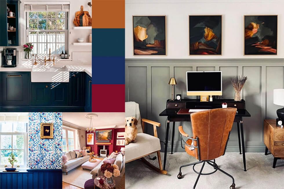 Victoria and Harrison @frowhome and their countryside home featuring rich, bold colours