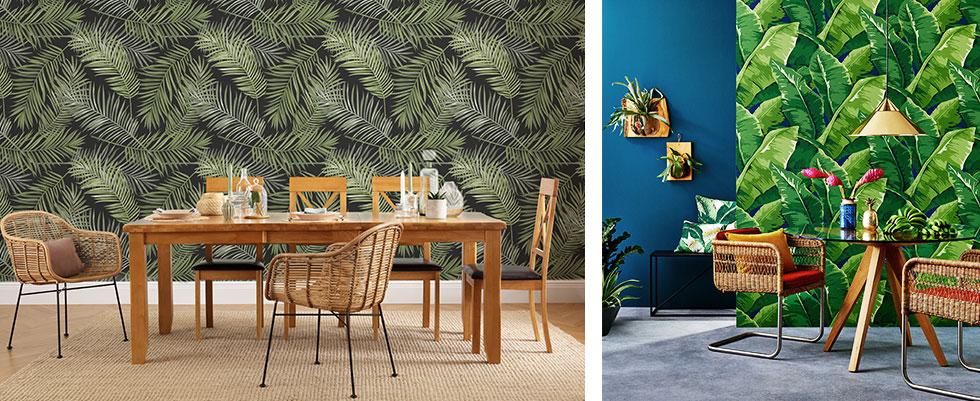 Interiors with bold wallpaper.