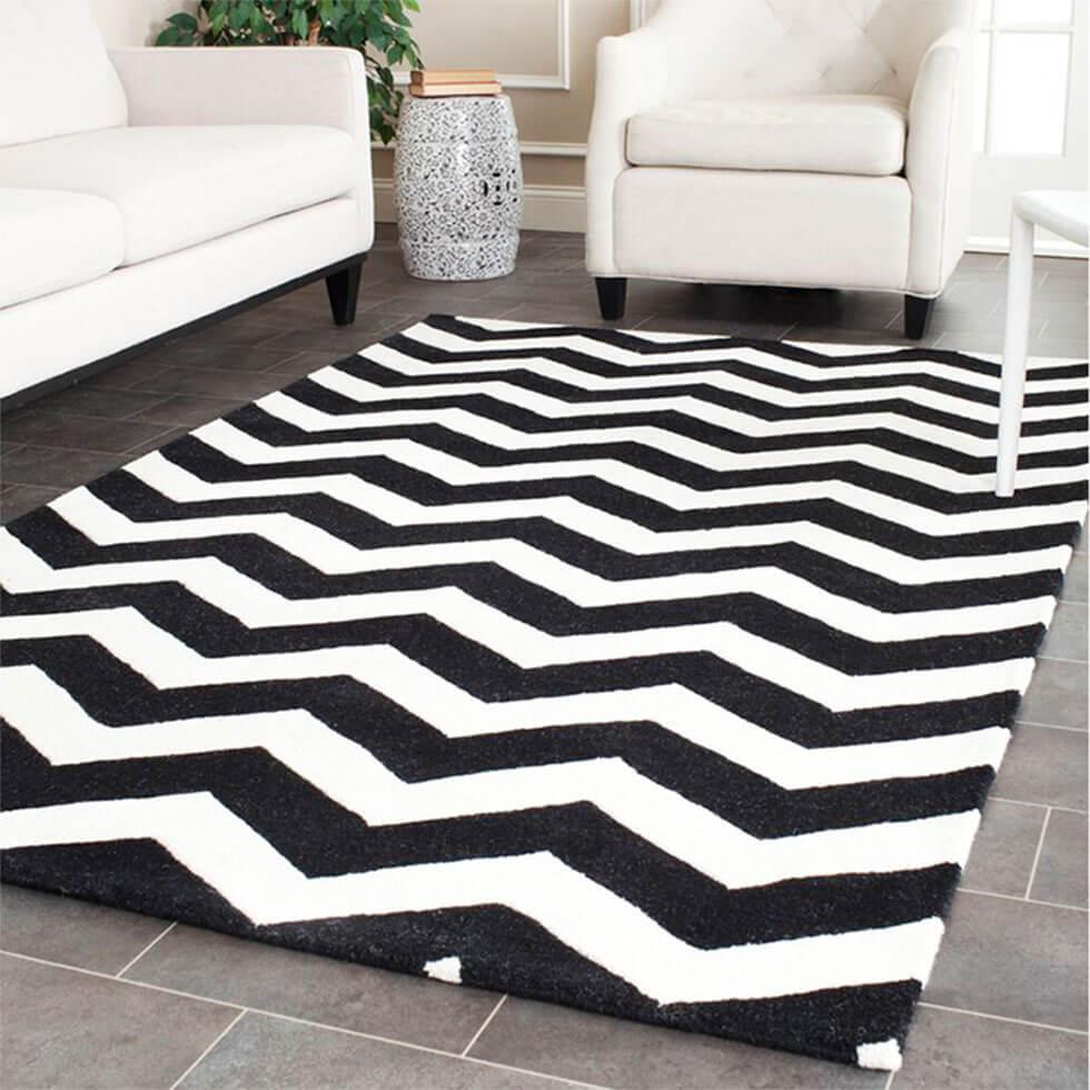 Retro modern chevron rug in the living room