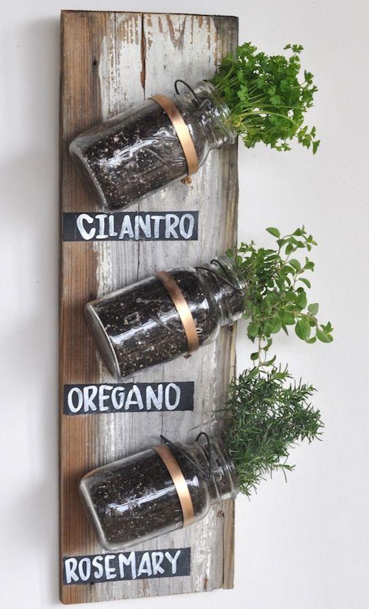 Assortment of spices on the wall.