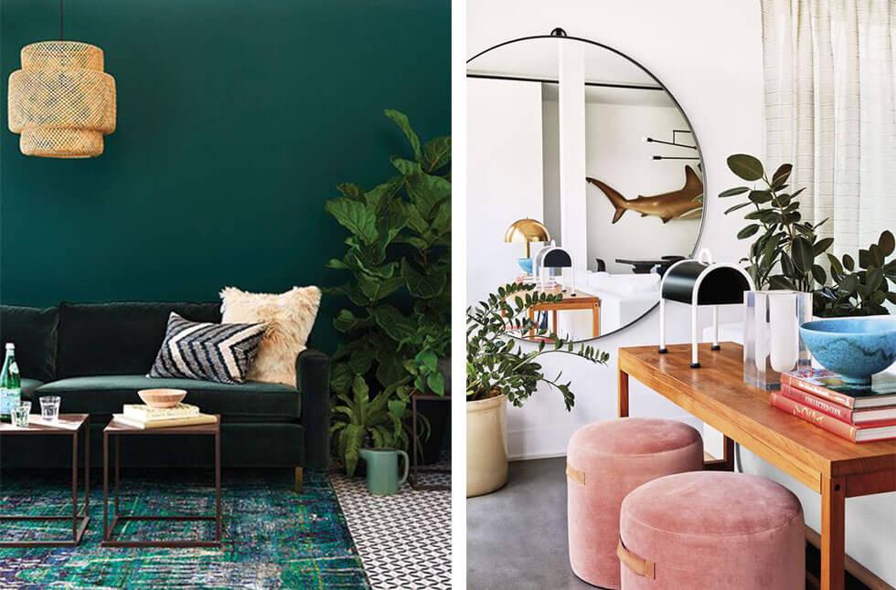  Interiors with bold pops of emerald and pink.