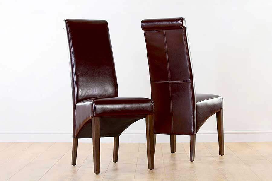 6 Brown Leather Dining Room Chairs